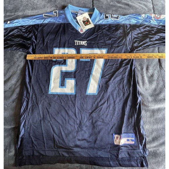 EDDIE GEORGE Tennessee TITANS Football REEBOK Replica LARGE Jersey NEW Blue NFL - Picture 3 of 6